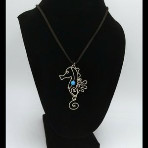Seahorse Wire one-of-a-kind Opal & Silver Necklace